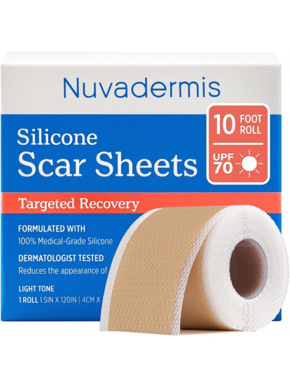 Silicone Scar Sheets for Surgical Scars - 10ft Roll, Lightweight & Effective
